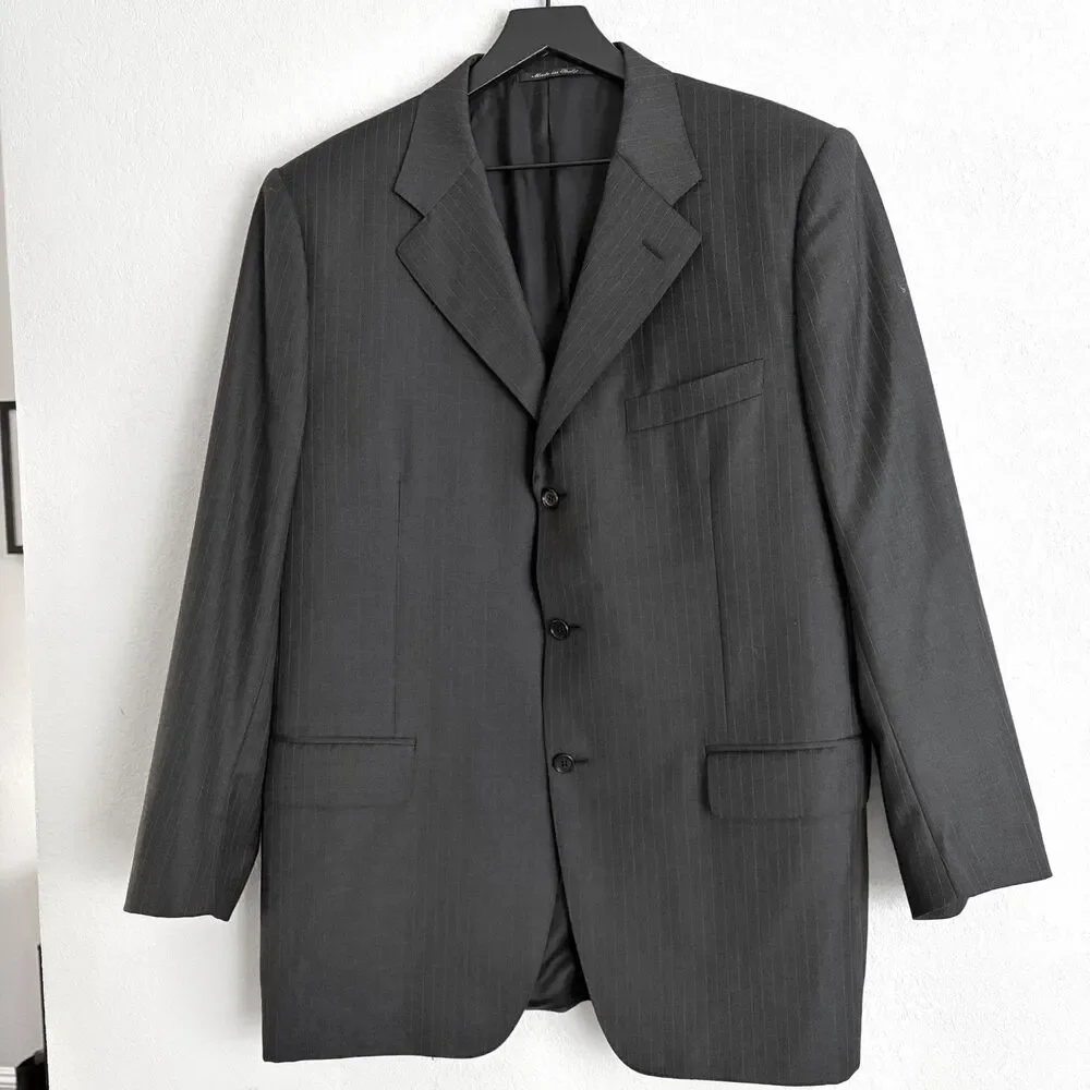 CANALI Men’s Pinstripe Three Button Suit Jacket Size 44R Charcoal